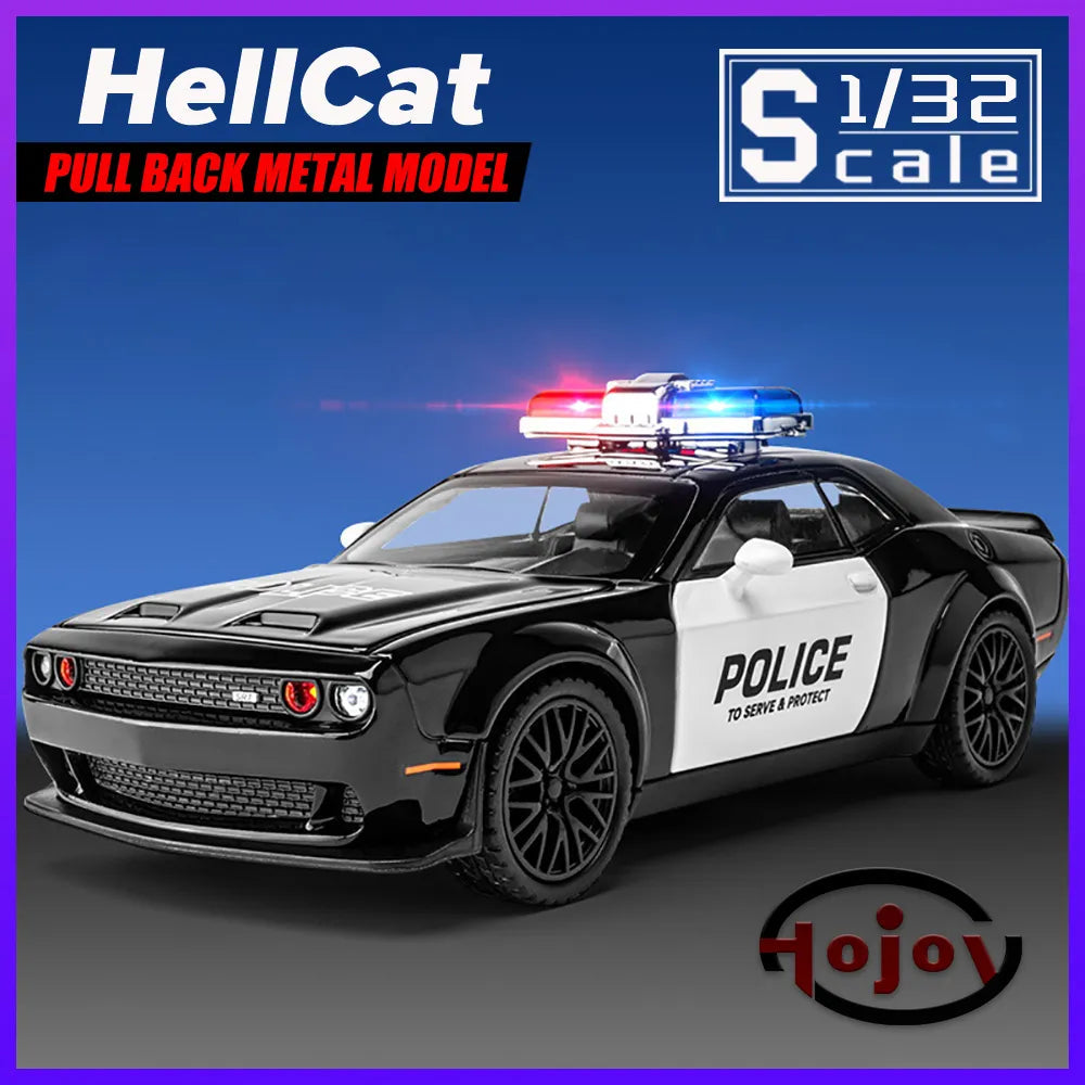 Dodge HellCat 1/32 Scale Metal Police Diecast Toy Car with Sound and Light Effect