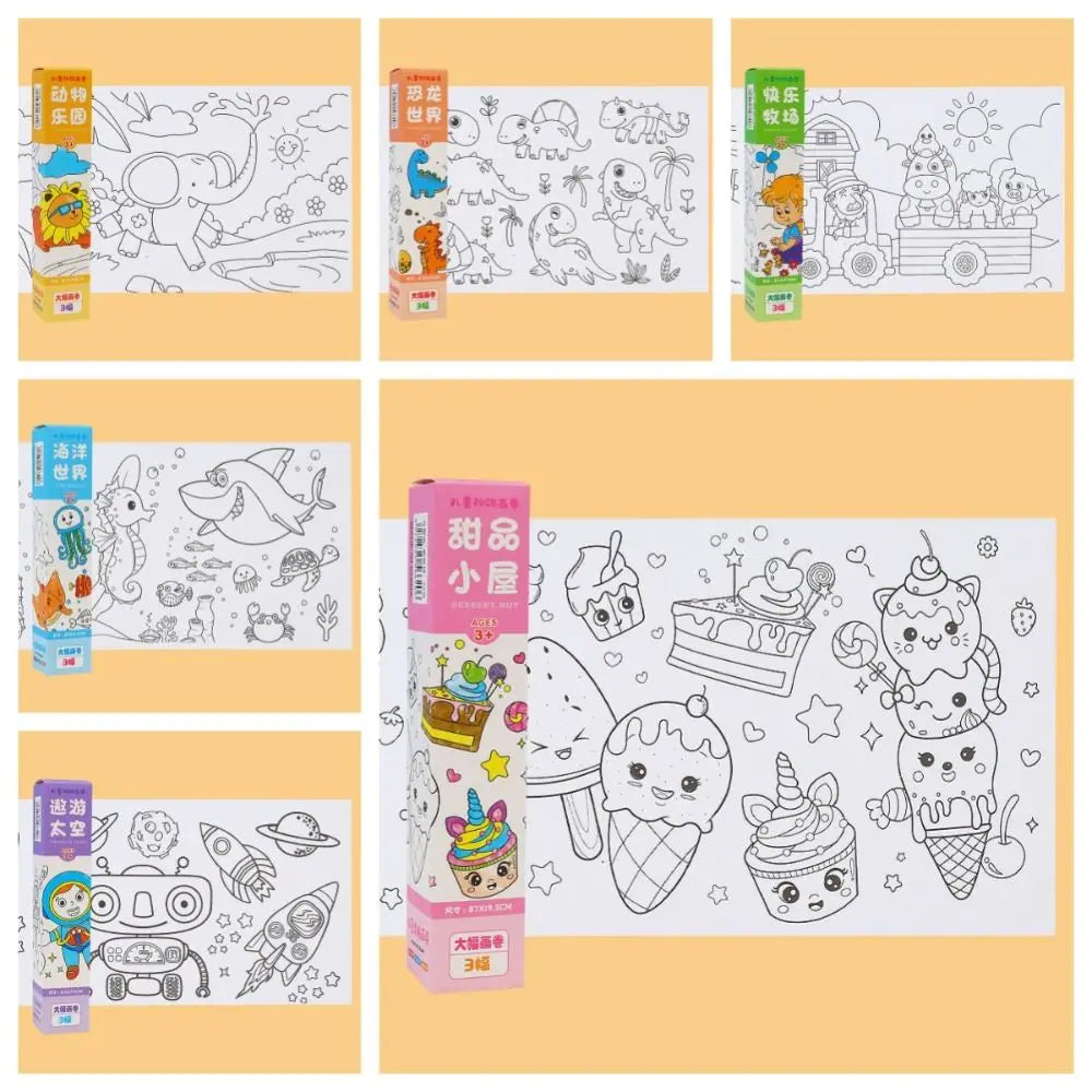 Dinosaur Drawing Roll of Paper Funny Animal Space Children Coloring - ToylandEU