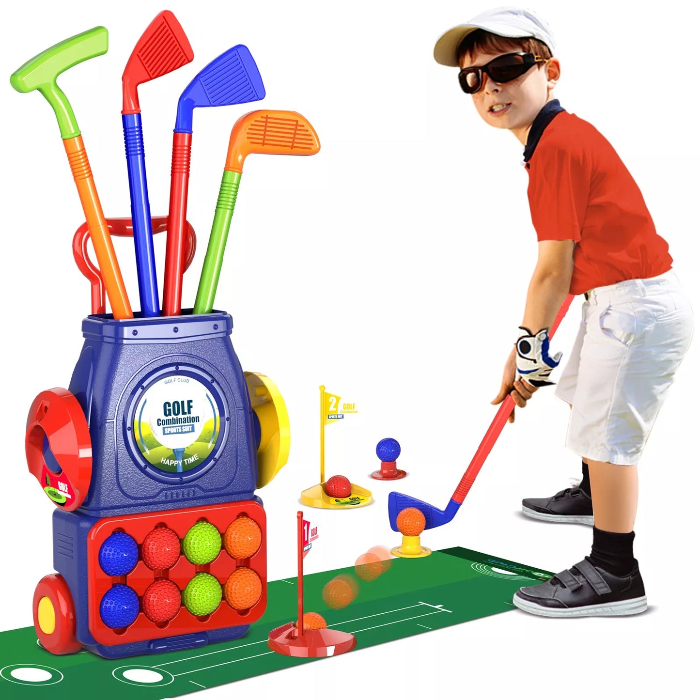 QDRAGON Toddler Golf Club Set with Balls and Practice Mat for Kids 2-5 Years Old