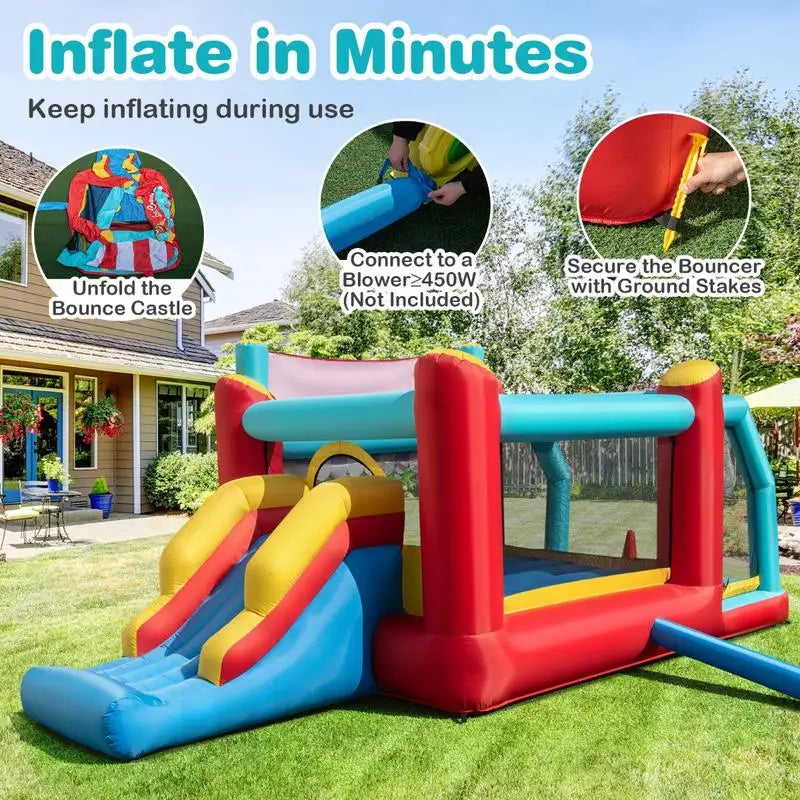 Five-In-One Inflatable Bounce House With Ball Pit And Slide