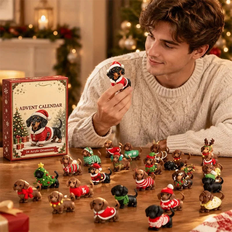 Advent Calendar | 2026 3D Dachshund | 24 Day Sausage Dog Surprise Gift Box | Cute Xmas Decoration