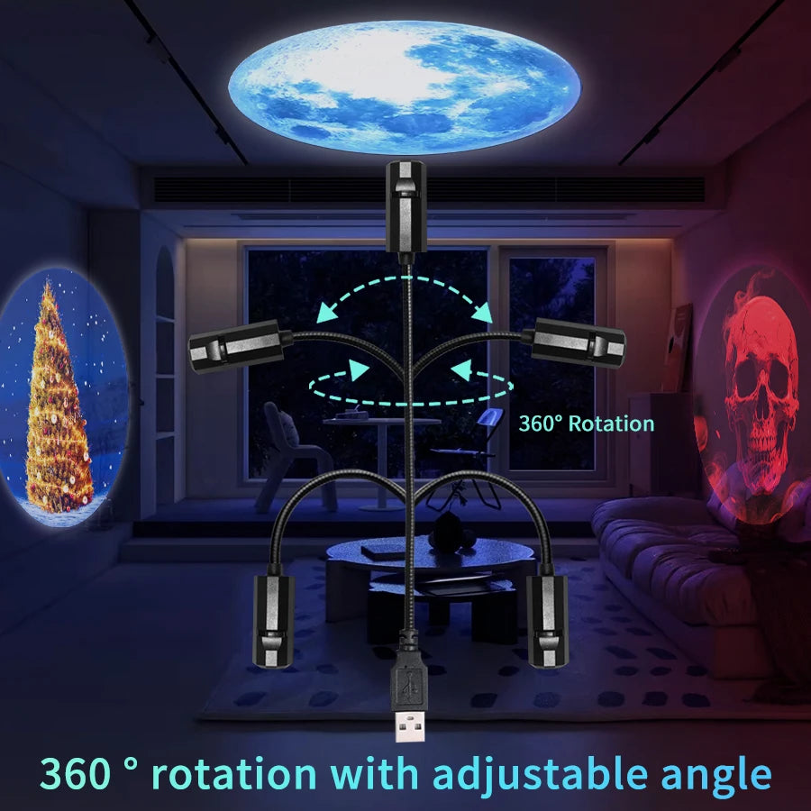 Usb Projection Lamp | Switchable Patterns | Planet Theme | Travel Party Decor