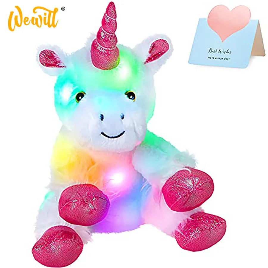 Unicorn LED Stuffed Toys Small and Large Doll Animal White Plush Glow - ToylandEU