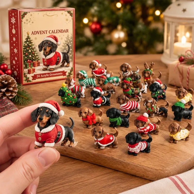 Advent Calendar | 2026 3D Dachshund | 24 Day Sausage Dog Surprise Gift Box | Cute Xmas Decoration