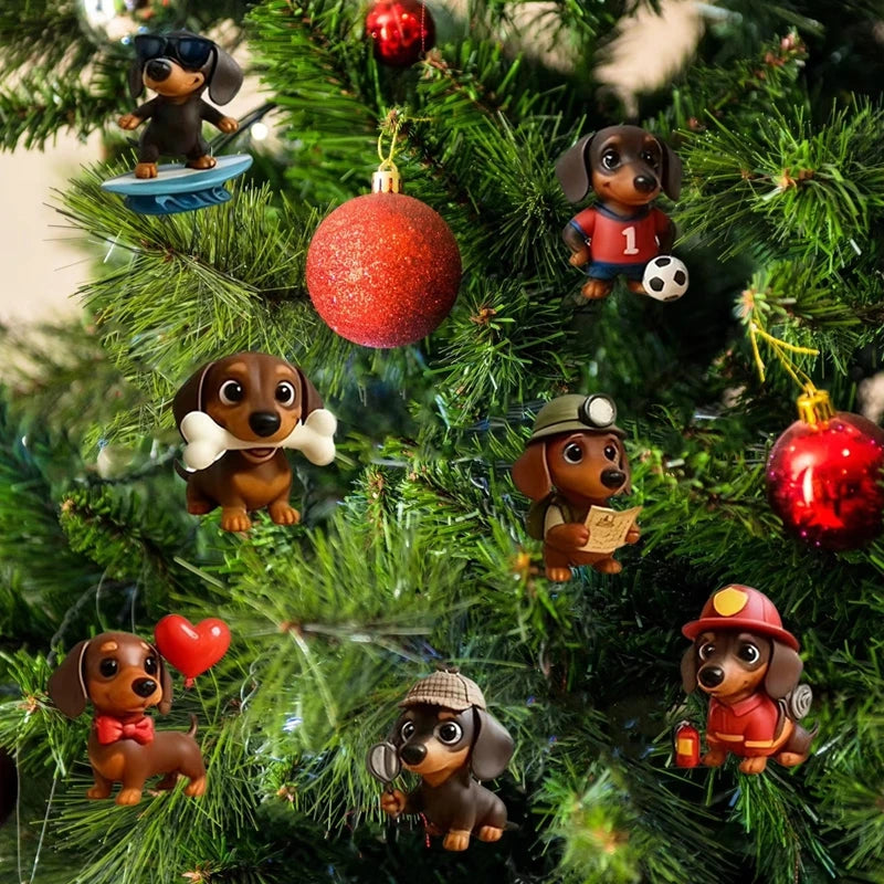 Advent Calendar | 2026 Dachshund Pendants | 24 Day 2D Acrylic Dog Ornaments | Xmas Tree Hanging Decor