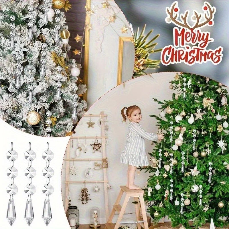 Acrylic Christmas Ornaments | Clear Snowflake Shape | 10 Piece Set for Trees
