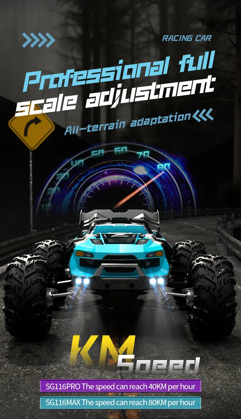 RC SG116 MAX 1:16 High-Speed 4WD RC Drift Racing Monster Truck - 70KM/H Off-Road Remote Control Car for Kids