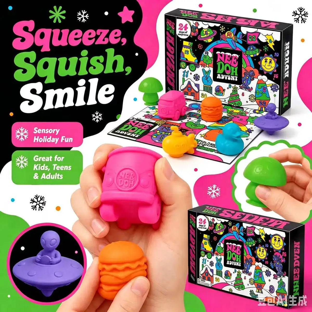 Advent Calendar | 24 Day Treasure Hunt Squishy Blind Box | Surprise Fidget Toys | Holiday Party Gift For Kids