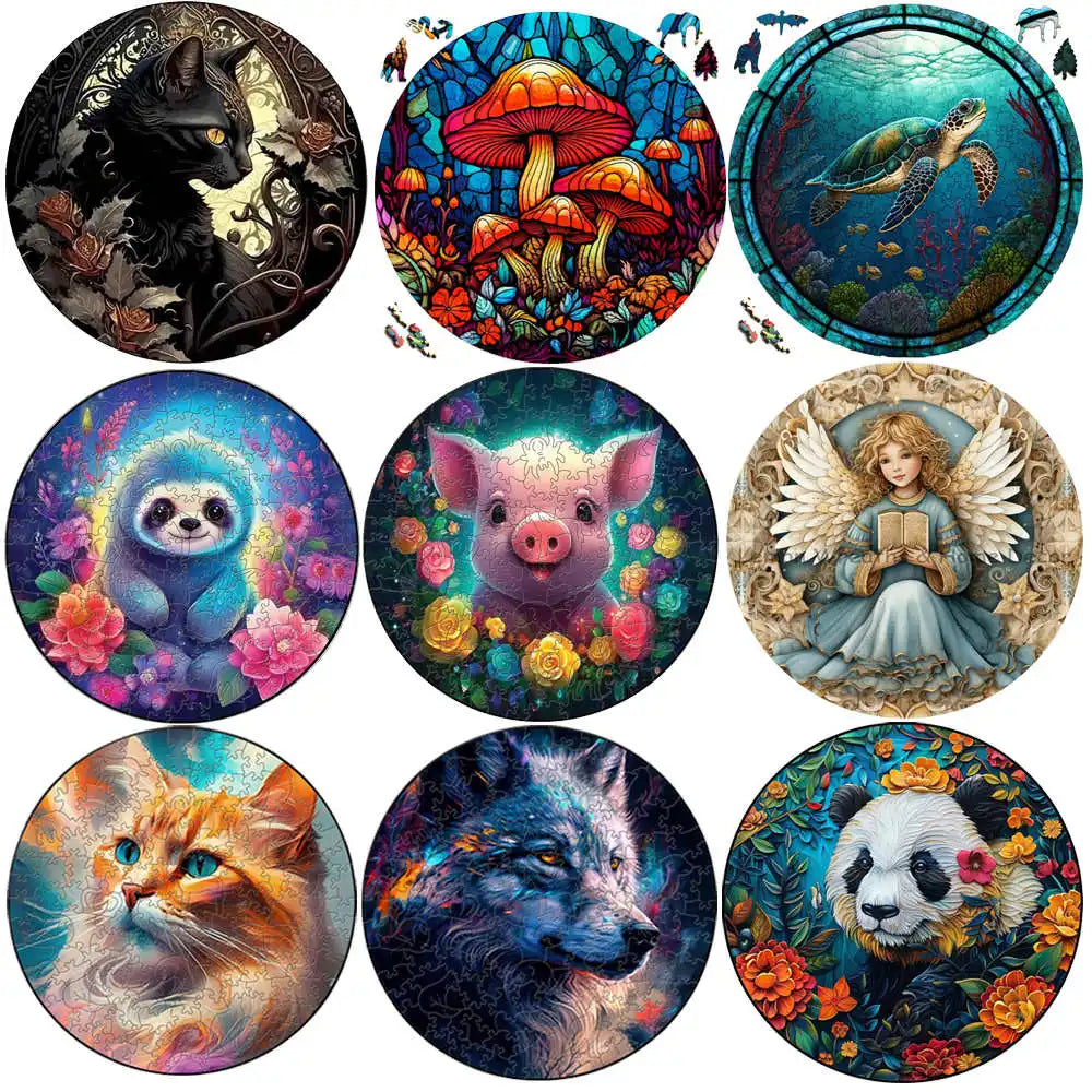 3D Wooden Puzzles | Animal Shapes Pig Cat | Family Friendly Gift | All Ages