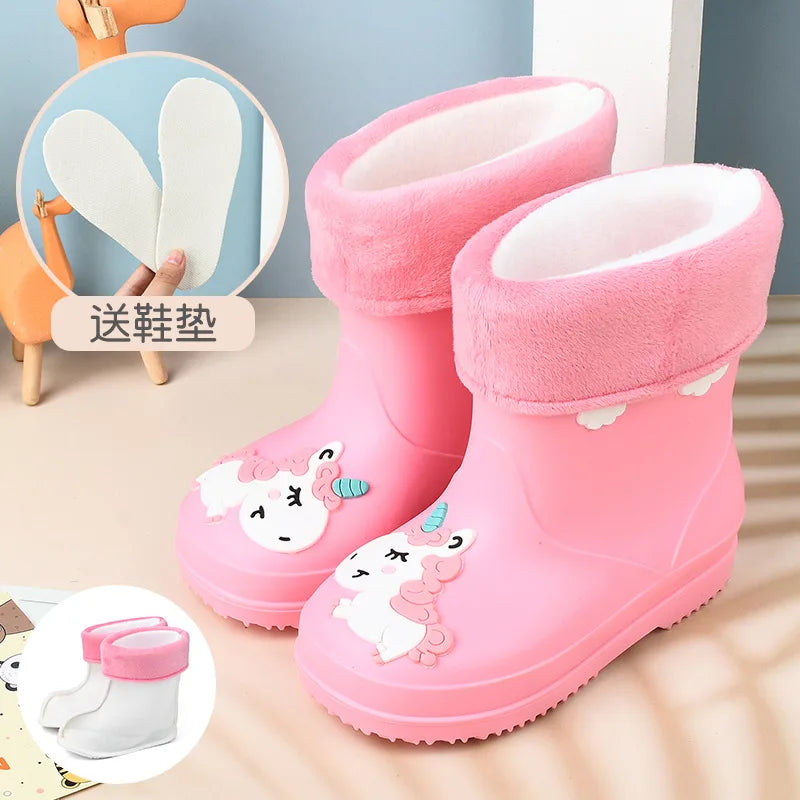 Kids Rain Boots | Waterproof Non Slip | Cartoon Print | Toddler Youth
