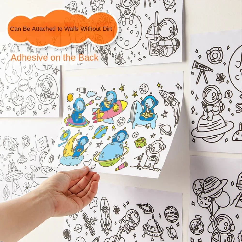 Children's Color Filling Drawing Book with Sticky Craft Coloring
