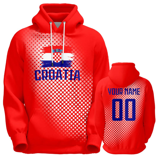 Personalized Croatia Soccer Hoodies for All Ages - Custom Name & Number Football Sweatshirt for Fans (S-5XL)