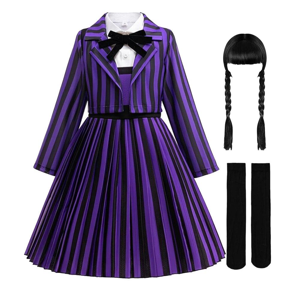 Girls Gothic Dress | Mid-Calf Draped | Toylandeu™