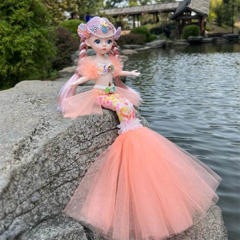 45cm Mermaid Doll Girl Toy Blue Eyes Princess Wedding Dress - ToylandEU