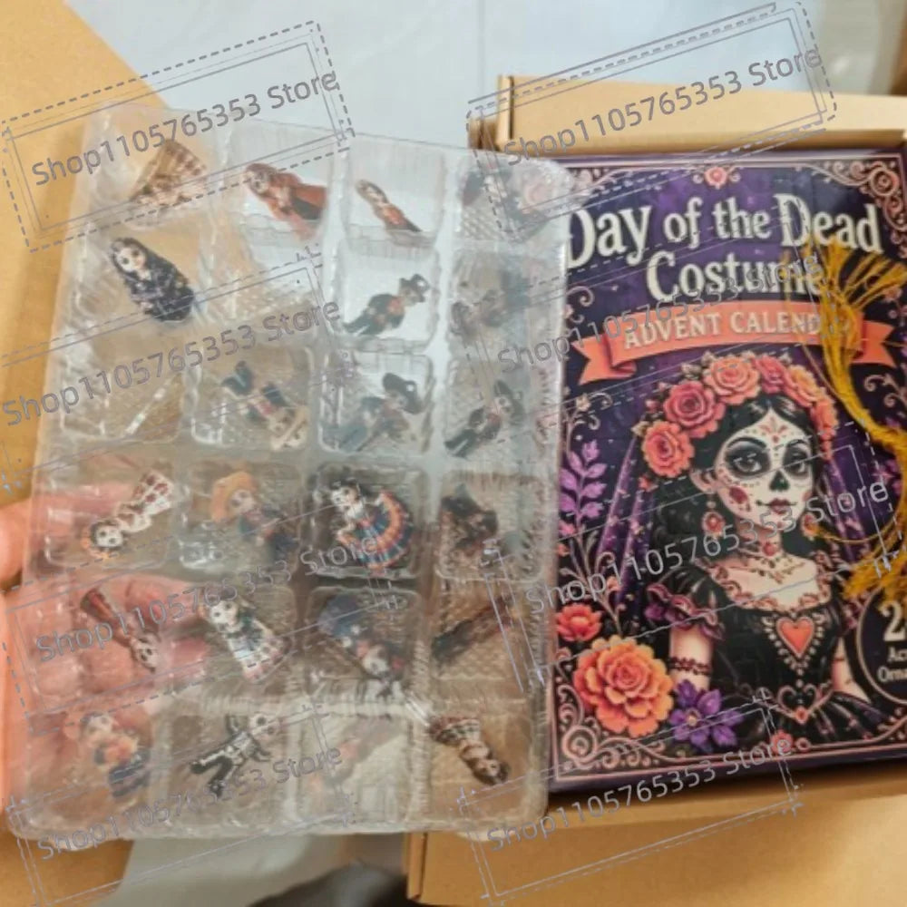 Advent Calendar | 2026 Day Of The Dead | 24 Piece 2D Acrylic Pendants | Festive Party Gift
