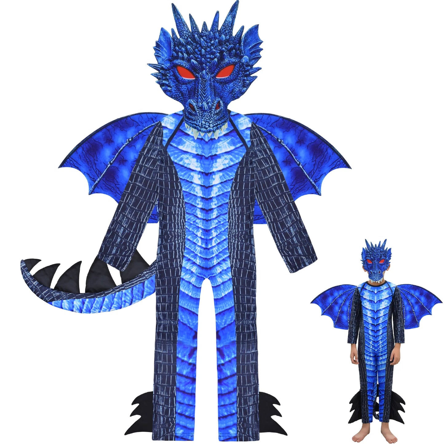Kids Dragon Costume | Polyester | Zipper Closure | Ages 7-13
