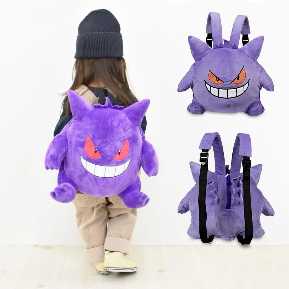 Cute Gengar Plush Backpack for Kids - Fun School Bag & Toy Combo