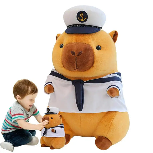 Navy Sailor Capybara Plush Toy - Cute Kawaii Stuffed Animal for All Ages