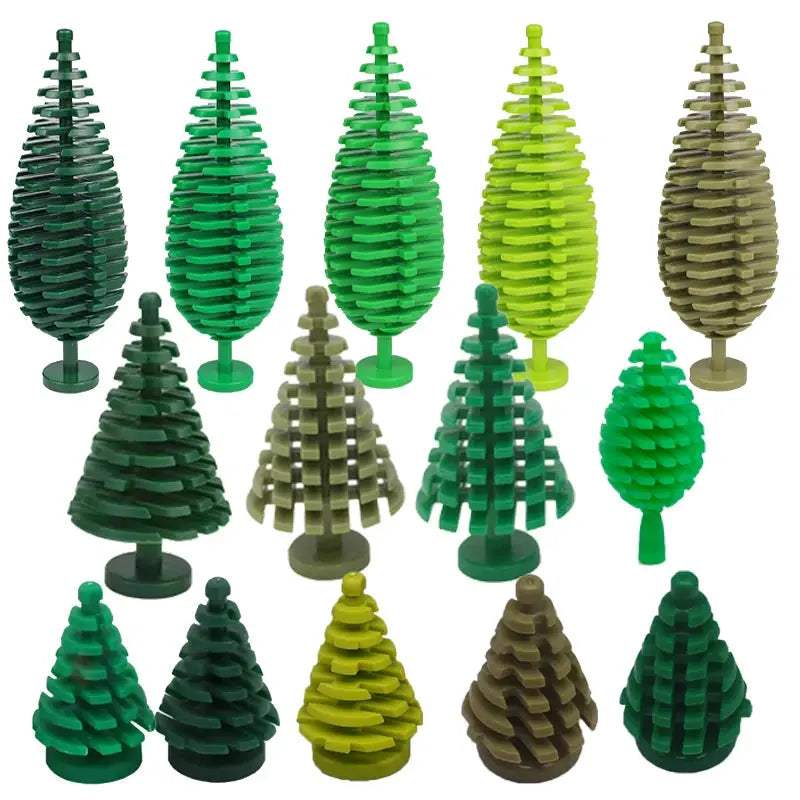 MOC City Plant Building Blocks Accessories Flower Leaves Prickly Shrubs Pine Green Grass Clover Orange Tree Mini DIY Toys F026 - ToylandEU