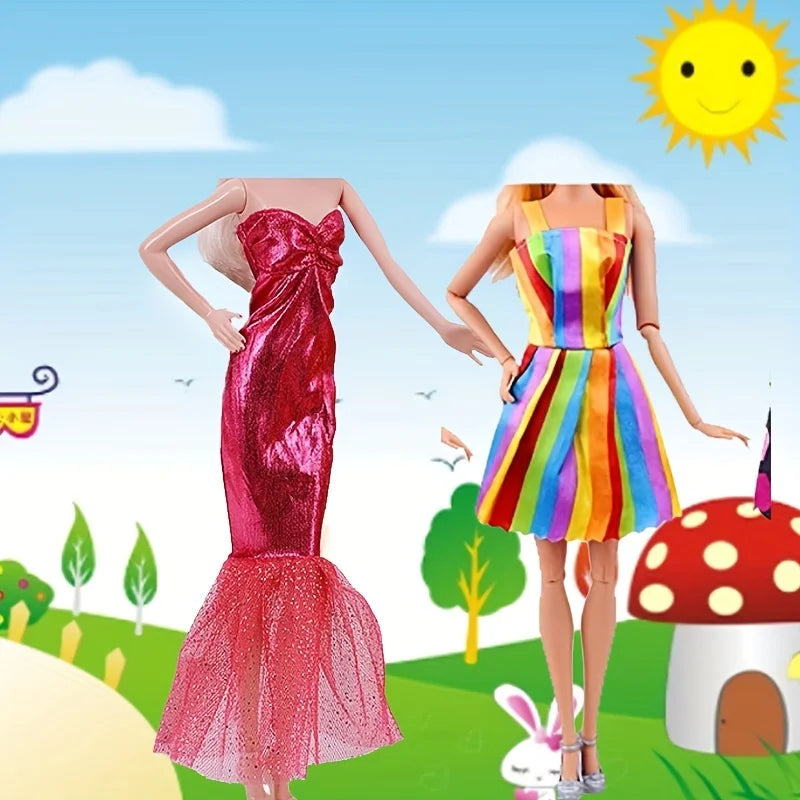 Complete 30cm Doll Clothes Set With Dresses, Tops, Shoes