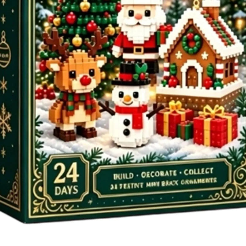 Advent Calendar | 24 Day Christmas Blocks | 3D PVC Santa And Reindeer Figurines | Collectible Decor