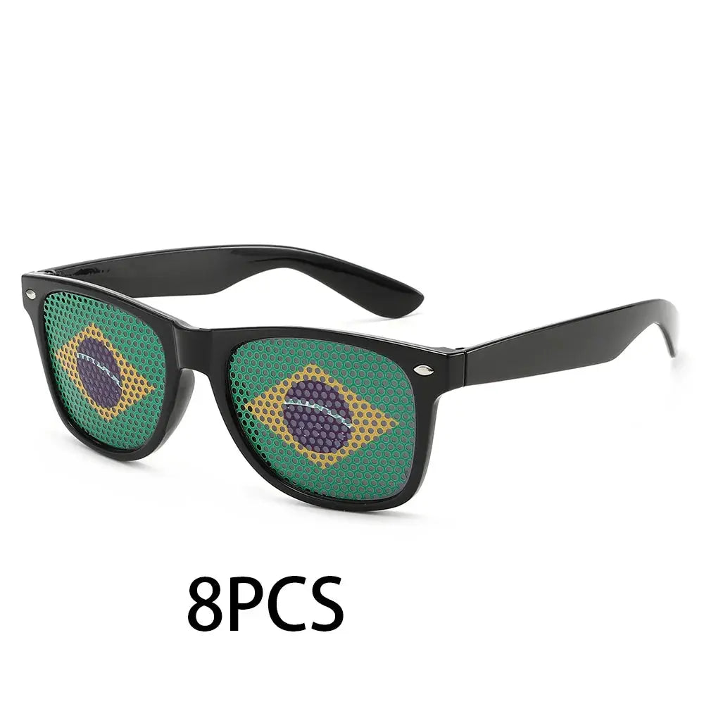 8PCS HD Vision Flag Sunglasses Football Match Fans Sun Glasses Comfortable Anti-slip Legs Sports Party Eyewear - ToylandEU