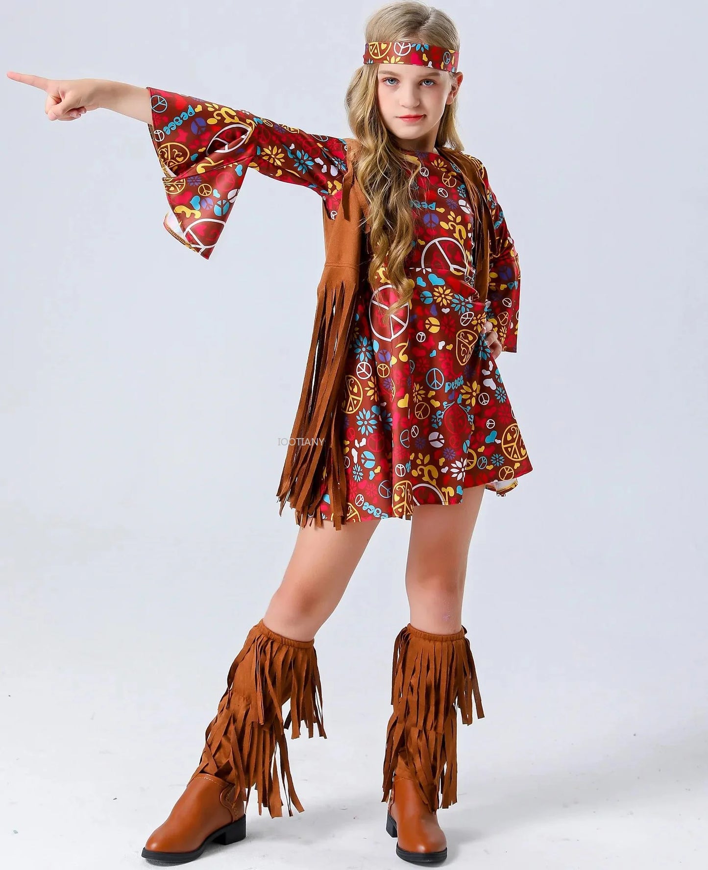 Groovy Kids' Hippie Costume with Fun Tassels for Festivals & Halloween