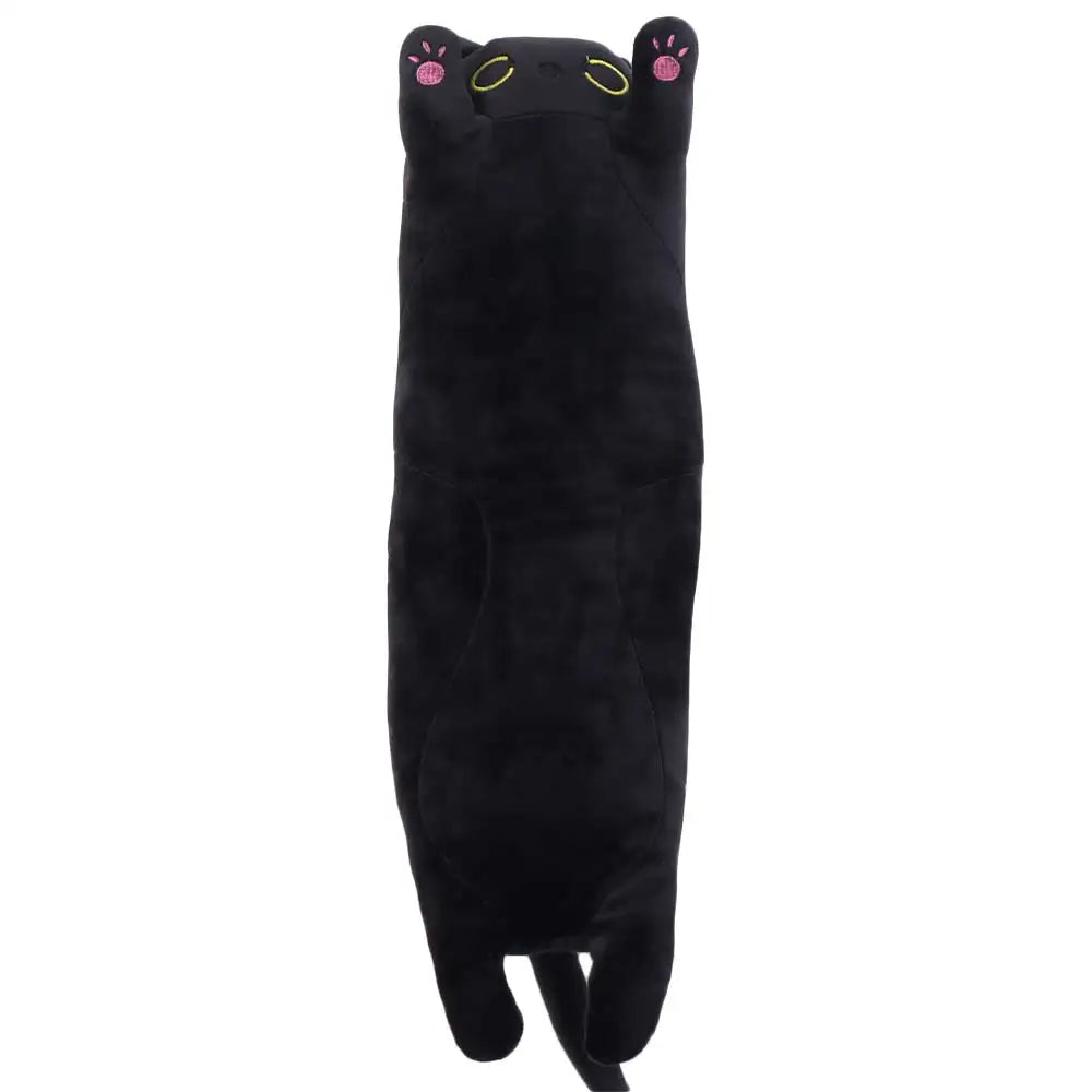 Long Cat Plush Pillow For Nap Time | Black | 44cm Length | One Size