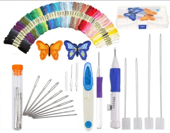 Embroidery Magic Pen DIY Kit - Punch Needle Stitching Tools for Sewing and Weaving Accessories