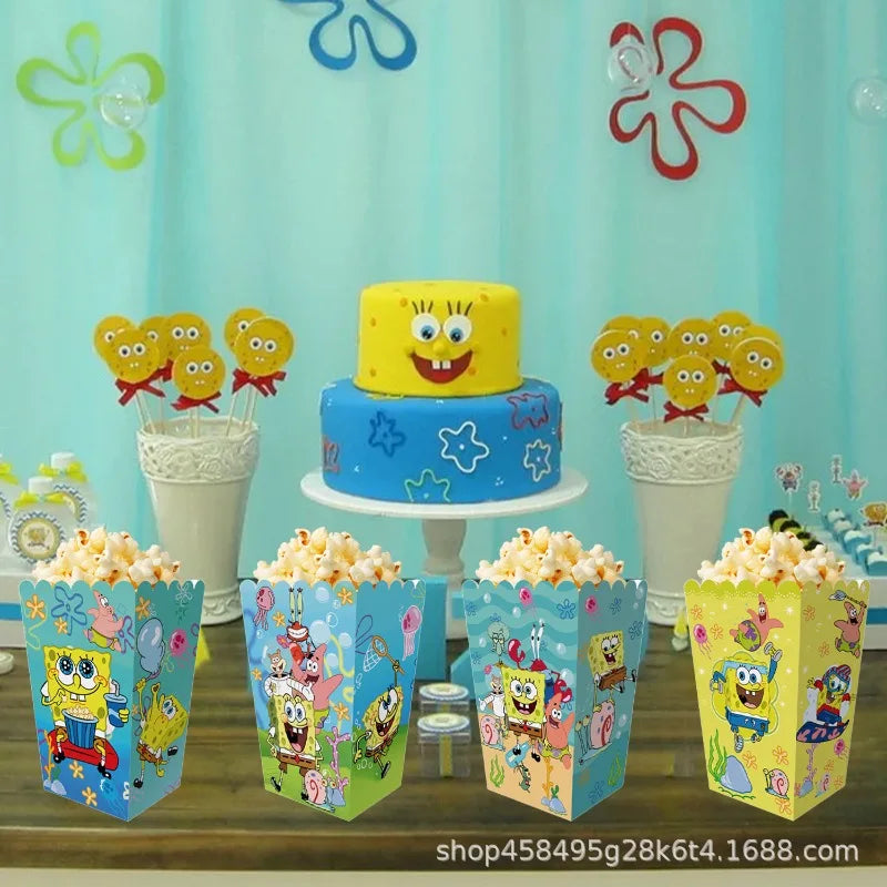 Foldable Paper Snack Box | SpongeBob Print | Disposable | Kids Party