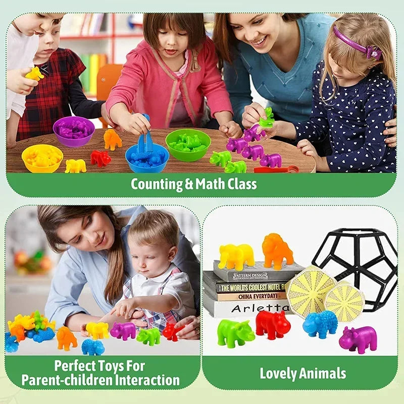 Rainbow Counting Bear Math Toys for Color and Shape Recognition