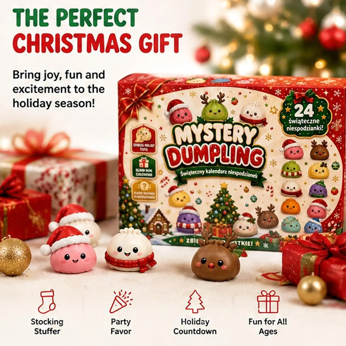 Christmas Fidget Calendar | 24 Day Countdown | Soft Squeeze Toy | Party Fav