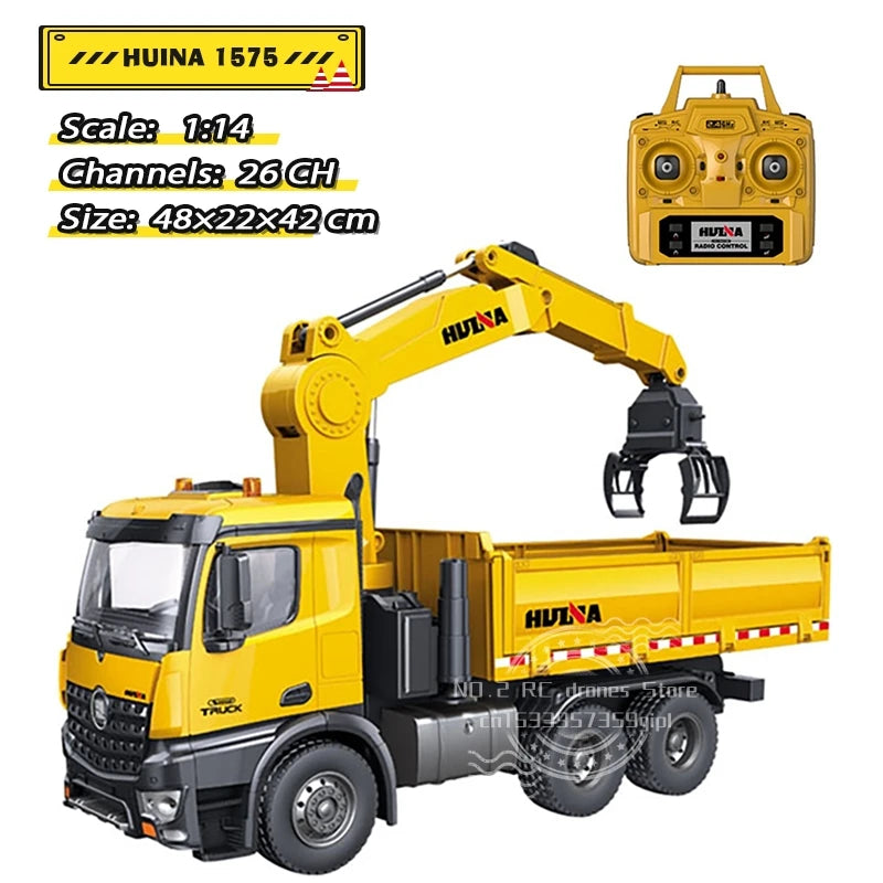 Remote Control Truck -  1575 1:14 Scale Professional Alloy Engineering Vehicle