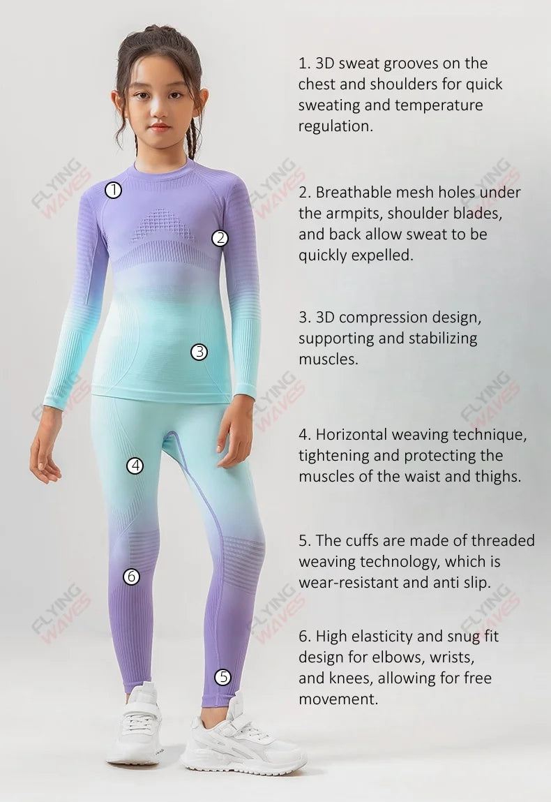 Kids Thermal Base Layer Set | Quick Drying | Sweat Wicking | S M L Sizes
