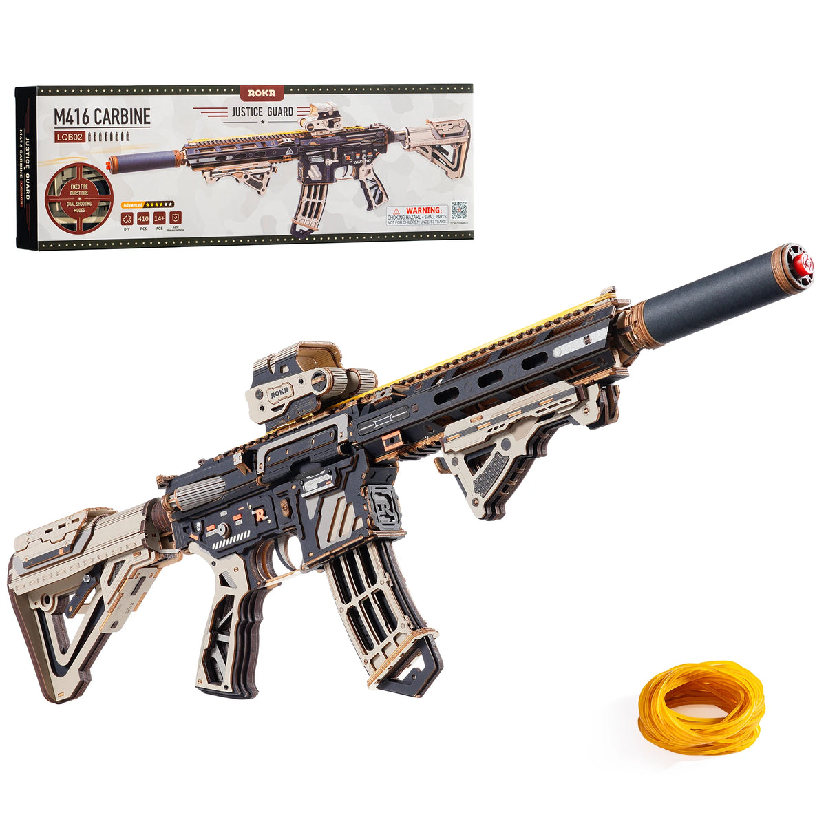 M4A1 3D Puzzle | 410 Wooden Pieces | Rubber Band Action | For Teens Adults