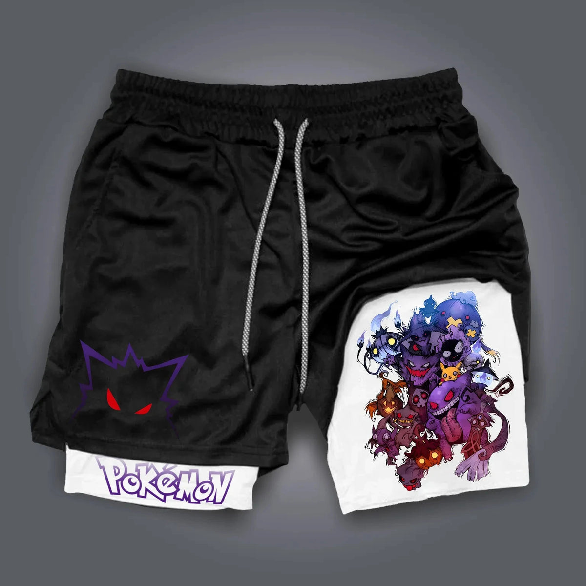 Men's Anime Shorts | Pokemon Graphic | Fake Two Piece | Gym Street