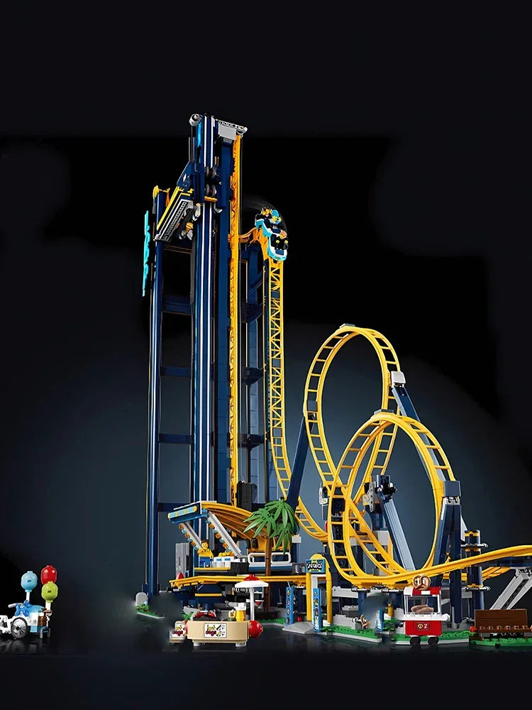 Blue Roller Coaster Building Blocks Set High Difficulty