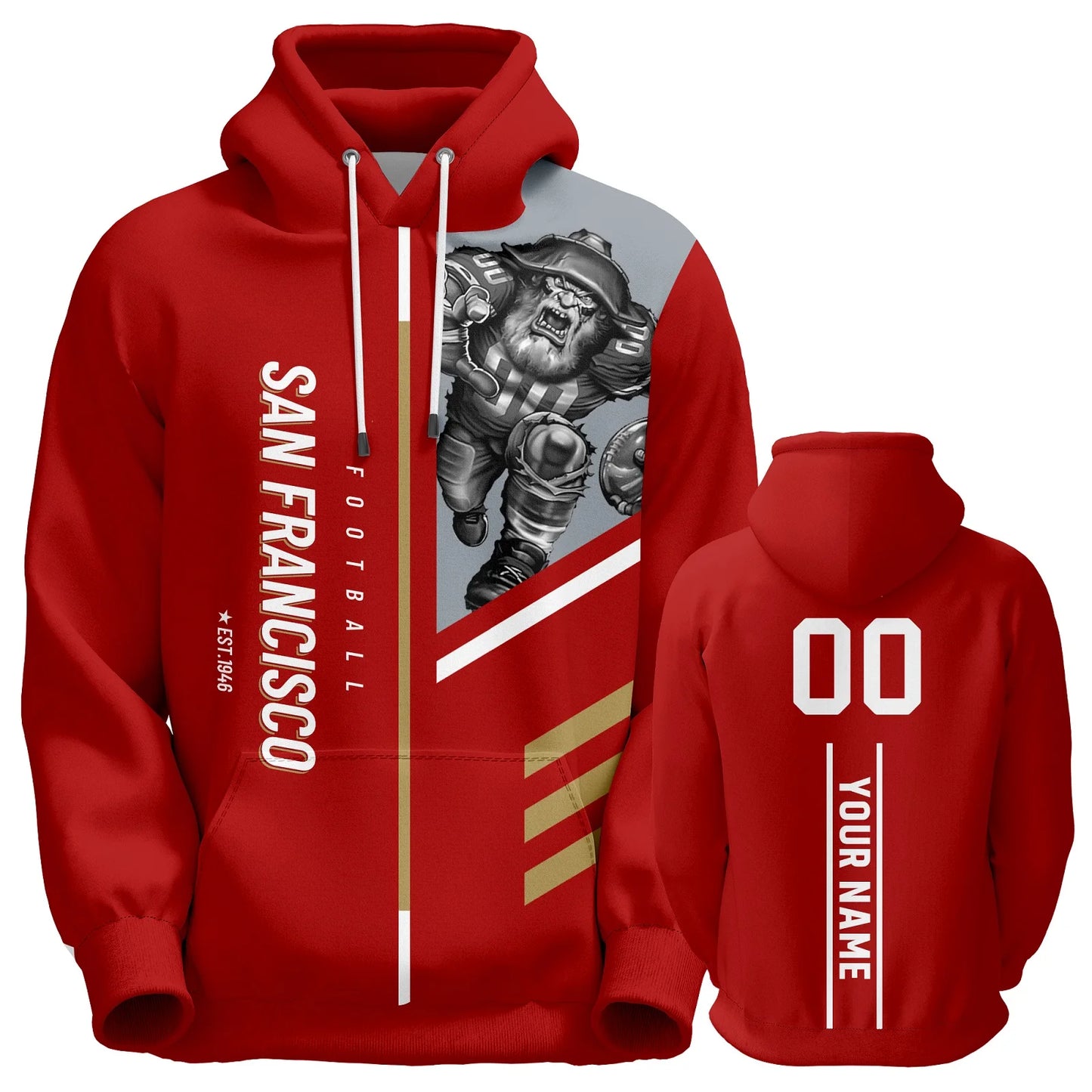 Personalized San Francisco American Football Hoodie - 3D Printed Sweatshirt for Men, Women, and Youth Fans with Custom Name and Number