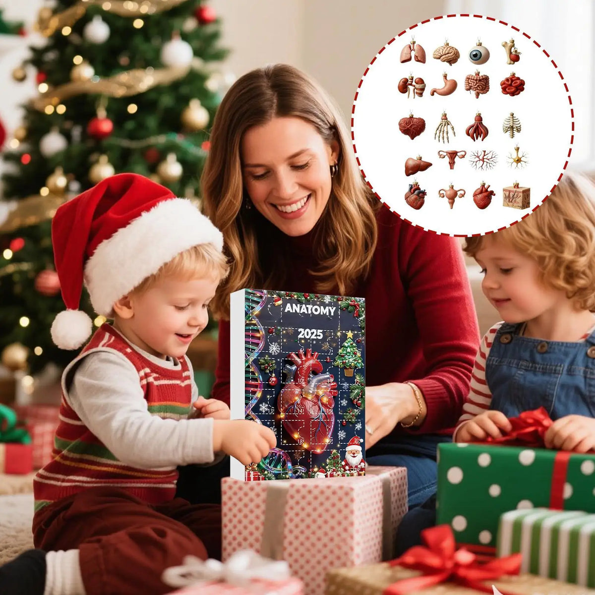 Advent Calendar | 24 Day Human Organ Figurines | 2D Anatomy Countdown | Gift For Medical Students