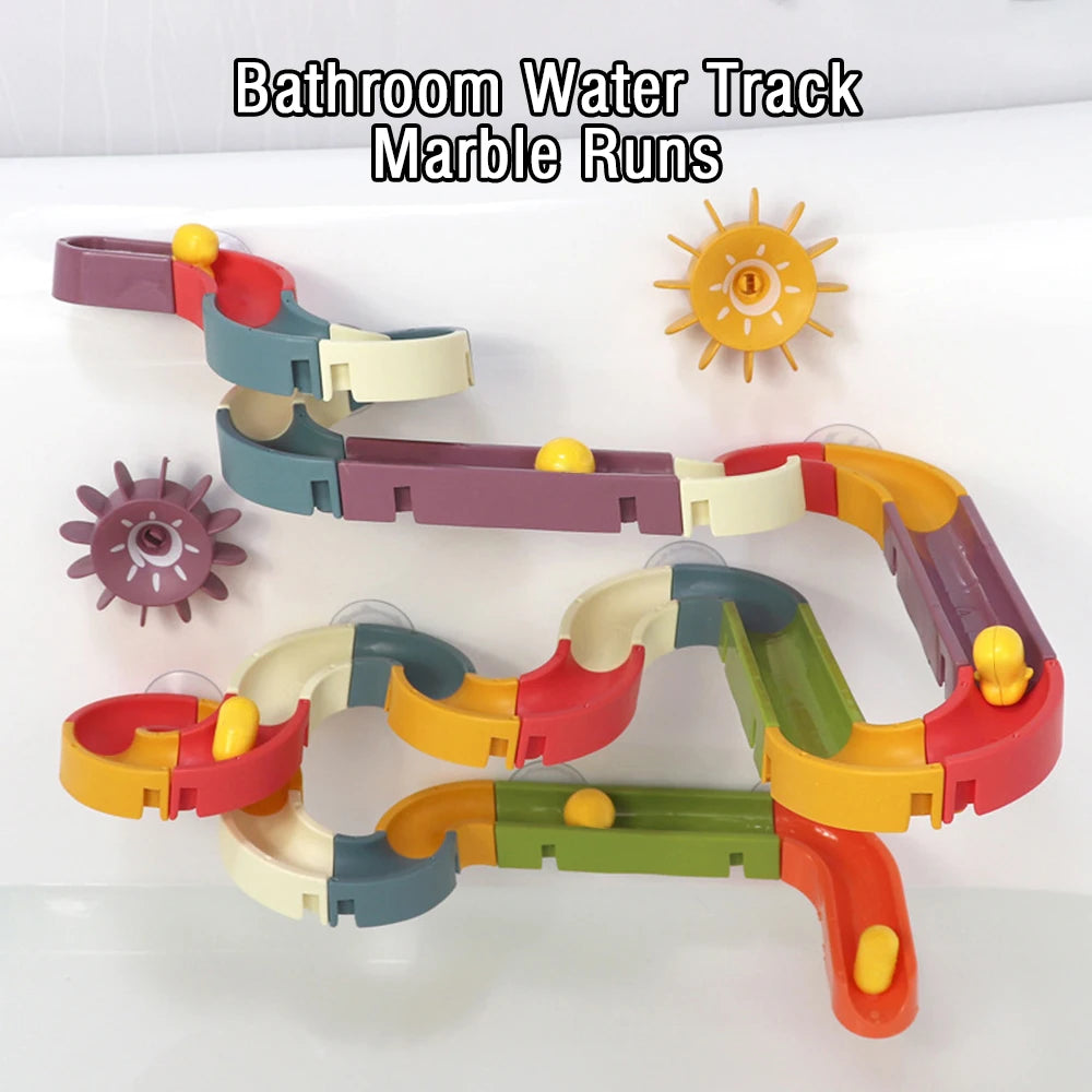 Interactive Marble Run Building Set for Kids - Educational Bath Toy with Sliding Track and Water Games