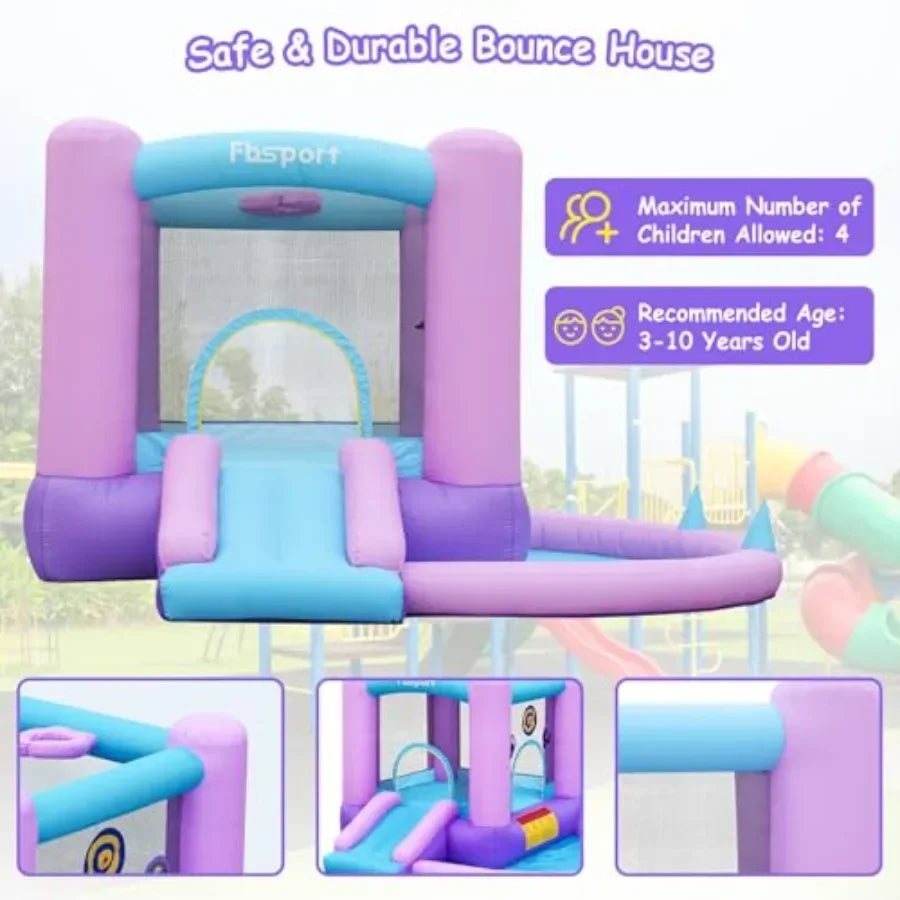 Inflatable Bounce House With Slide And Blower For Indoor Outdoor