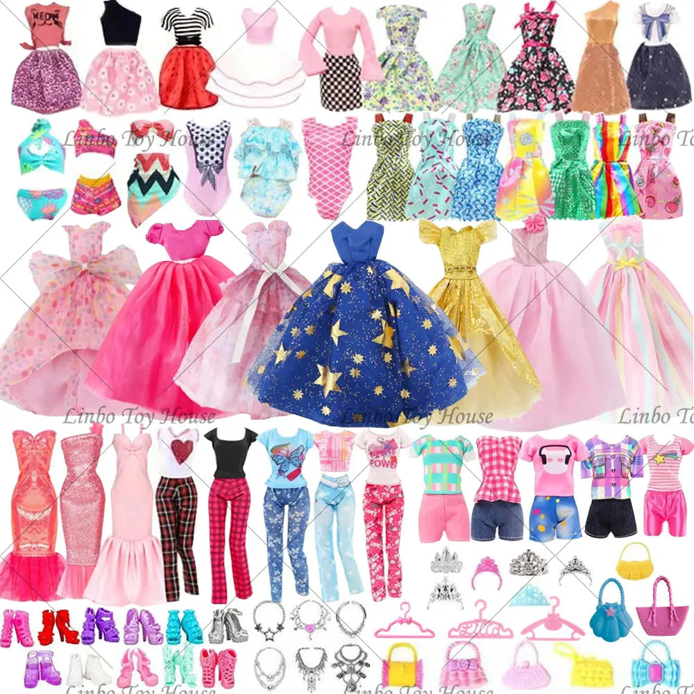 Barbie Doll Accessories Set With Outfits And Shoes