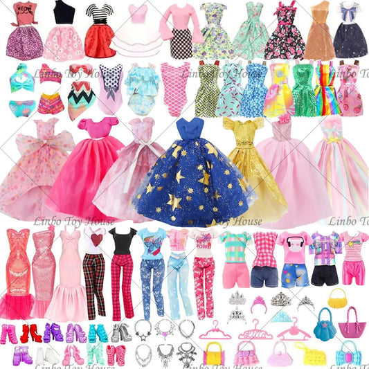 Barbie Doll Accessories Set With Outfits And Shoes