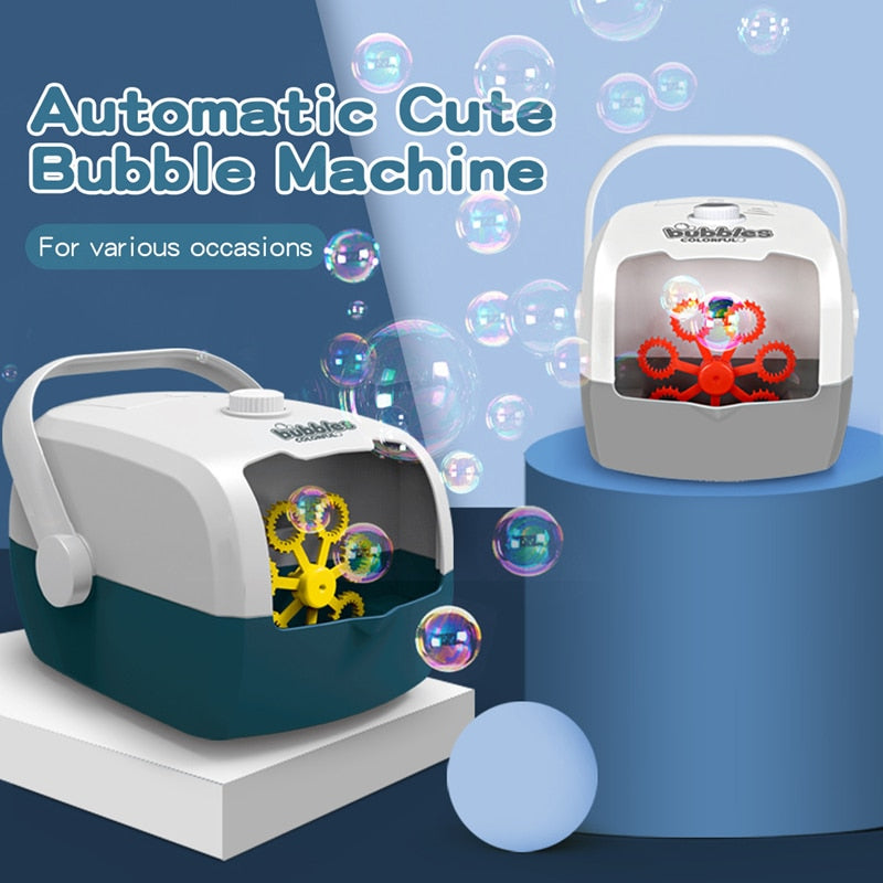 Portable Two-Speed Electric Bubble Machine for Kids Outdoor Fun