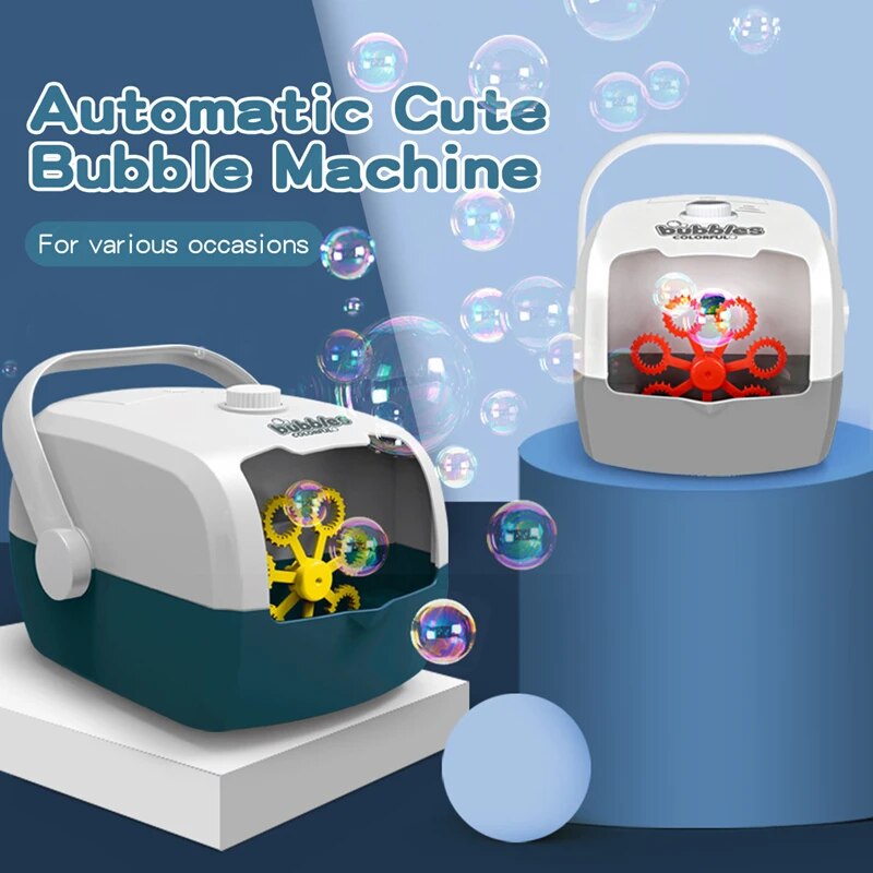 Portable Two-Speed Electric Bubble Machine for Kids Outdoor Play