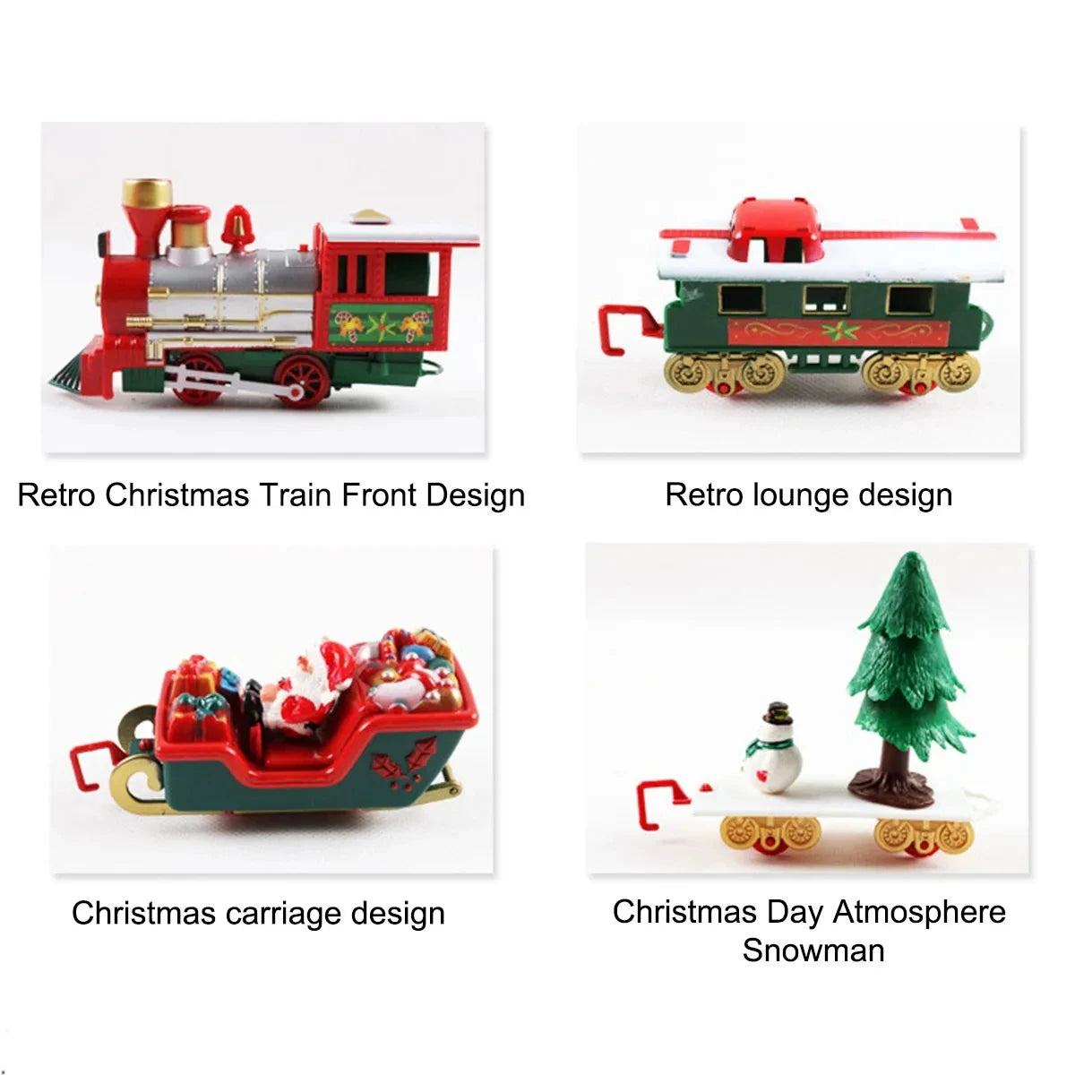 Electric Christmas Train Toys Railway Cars Racing Tracks With Music