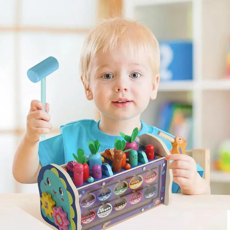 Engaging Carrot Harvest Pounding Toy - Montessori Motor Skills Game