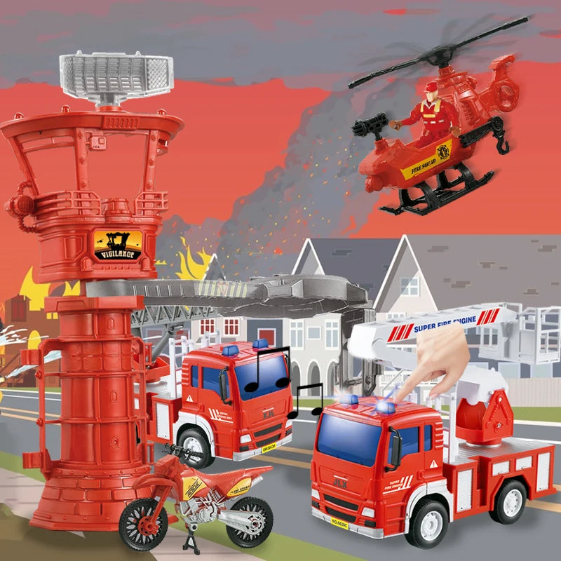 2023 City Fire Station Toy Set with Fire Truck, Helicopter, and Figurines - ToylandEU