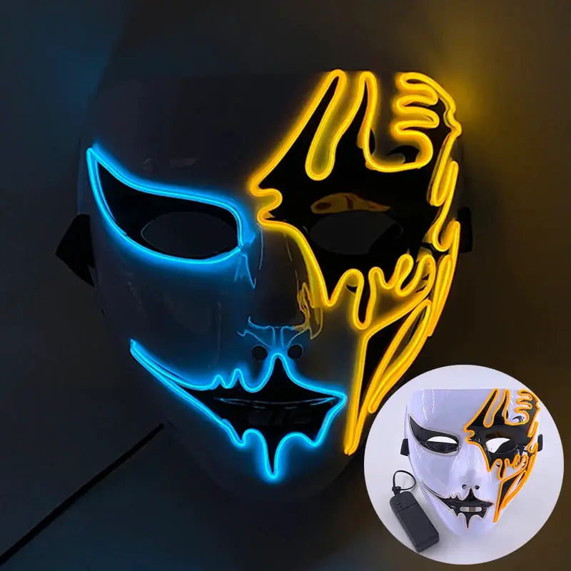 shuffle dance mask luminous purge Mask devil glowing Masquerade Cosplay Mask for Halloween horror haunted house props - ToylandEU