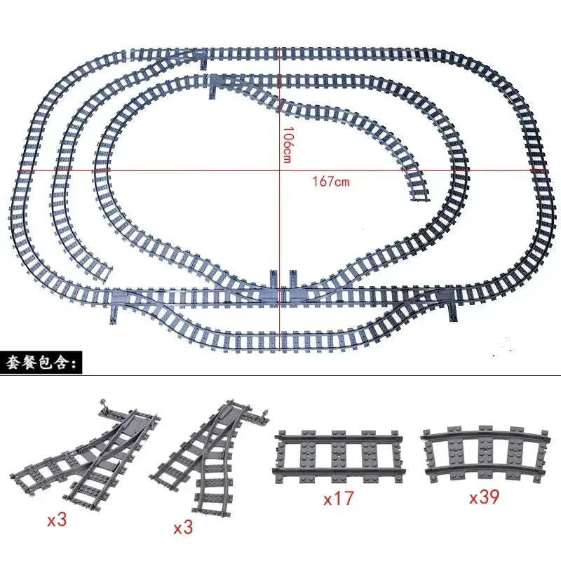 Lego Compatible Flexible Train Tracks Building Set For Kids - ToylandEU